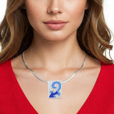 Blue CZ Scroll Design Pendant 