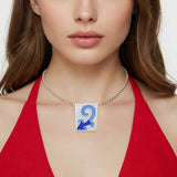 Blue CZ Scroll Design Pendant 