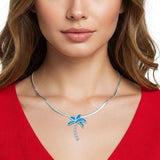 Opal & Palm Tree CZ Pendant