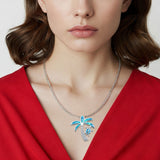 Palm Tree Sea Turtle Pendant Necklace