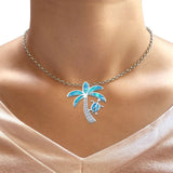 Palm Tree Sea Turtle Pendant Necklace