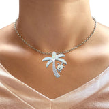 Palm Tree Sea Turtle Pendant Necklace