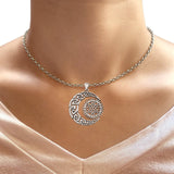  Celtic Moon Fish Pendant Necklace