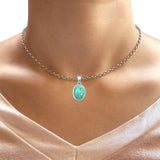 Oval Turquoise Solitaire Pendant Necklace