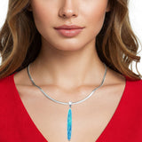 Oval Lab Opal Stick Pendant Necklace