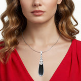 Oxidized Pear Dangle Drop Pendant 