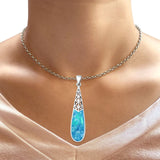 Oxidized Pear Dangle Drop Pendant 