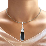 Oxidized Pear Dangle Drop Pendant 
