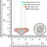 Round Halo Cubic Zirconia Infinity Twisted Ring 925 Sterling Silver