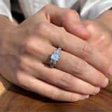 Three Stone Emerald Cut Gold Ring