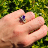 Two Piece Round Solitaire Half Eternity Cathedral Ring