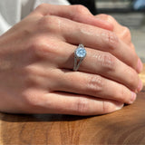 Round Halo Split Shank Gold Ring