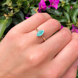 Marquise Paraiba Tourmaline CZ Solitaire Gold Ring
