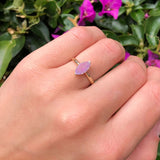 Marquise Lab Created Pink Opal Solitaire Gold Ring