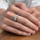 Three Stone Round Gold Ring