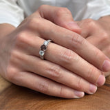 Three Stone Round Gold Ring