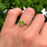 Round Peridot CZ Solitaire Gold Ring