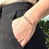 14K Gold 7" Open 5.8mm Rectangle Bangle Bracelet Round Natural Diamond