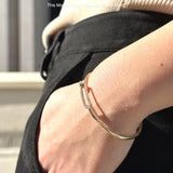 14K Gold 7" Open 5.8mm Rectangle Bangle Bracelet Round Natural Diamond