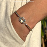 14K Yellow Gold Emerald Cut Ruby Adjustable Bolo Chain Bracelet Natural Diamond
