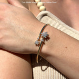 14K Gold 2.2mm Palm Tree Bangle Bracelet Round Natural Diamond