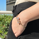 14K Gold 2.2mm Palm Tree Bangle Bracelet Round Natural Diamond