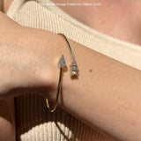 14K Gold Arrow Feather Cuff 2.06mm Adjustable Bangle Bracelet Natural Diamond
