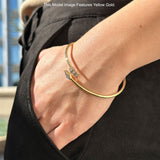 14K Gold Arrow Feather Cuff 2.06mm Adjustable Bangle Bracelet Natural Diamond