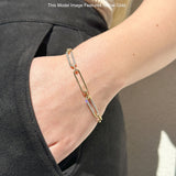 14K Gold 5.35mm Paperclip Link Chain Bracelet Natural Round Diamond
