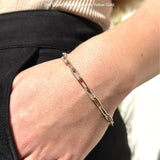 14K Gold 4mm Paperclip Bracelet Interlock Round Natural Diamond