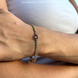14K White Gold Oval Blue Sapphire Cluster Natural Diamond Cuban Link Chain Bracelet