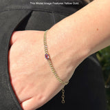 14K Gold Oval Amethyst 4mm Link Chain Bracelet Round Natural Diamond
