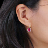 Oval Solitaire Drop Dangle Leverback Earring Cubic Zirconia 925 Sterling Silver
