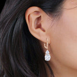 Oval Drop Dangle Triangular Cubic Zirconia Leverback Earring 925 Sterling Silver