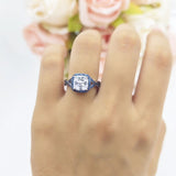 Art Deco Cushion Cut Halo Infinity Twist Ring
