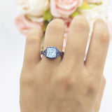 Art Deco Cushion Cut Halo Infinity Twist Ring