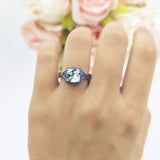 Art Deco Cushion Cut Halo Infinity Twist Ring