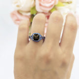 Art Deco Cushion Cut Halo Infinity Twist Ring