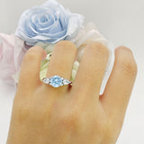 Three Stone Round Hidden Halo Trellis Ring
