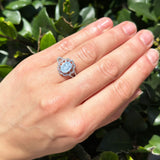 Art Deco Oval Natural Stone Flower Ring