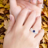 Two Piece Round Natural Stone Art Deco Ring