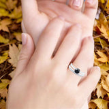Two Piece Round Natural Stone Art Deco Ring