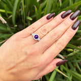 Vintage Style Round Natural Stone Floral Ring