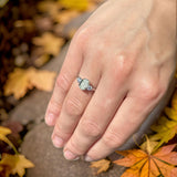 Art Deco Oval Natural Stone Three Stone Ring