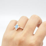 Oval Natural Stone Floral  Ring