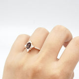 Oval Natural Stone Floral  Ring