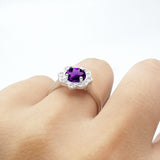 Floral Style Round Natural Stone Ring