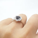 Floral Style Round Natural Stone Ring