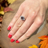 Art Deco Round Natural Stone Flower Ring