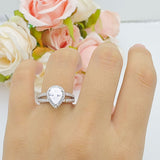 Vintage Style Pear Teardrop Natural Stone Ring